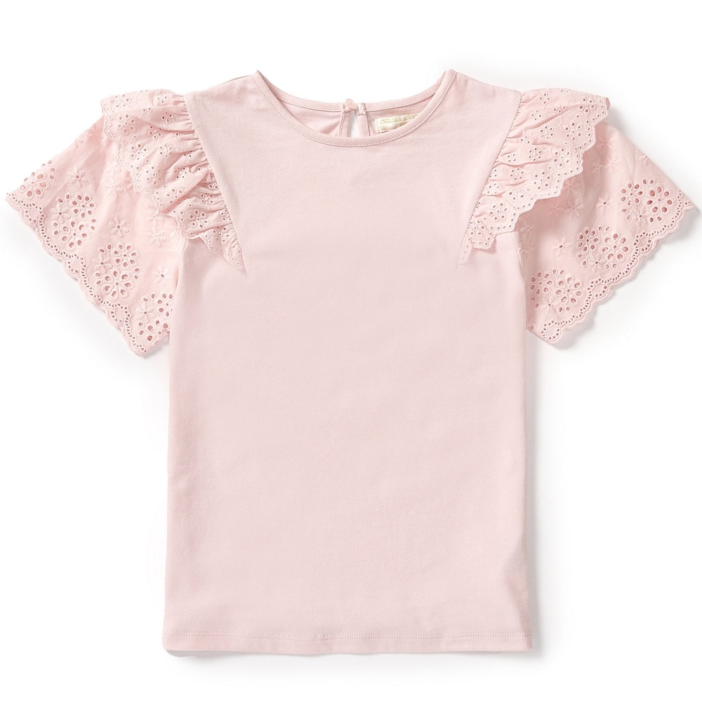 Pink Eyelet Sleeve Top